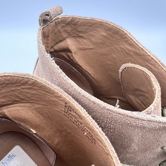 Steve Madden Danni Wedge Ankle Boots Womens 8.5M Beige Lace Up Leather - Picture 10 of 10